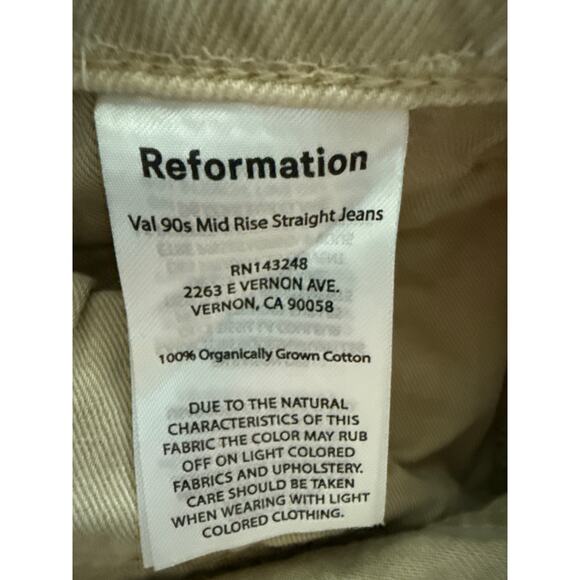 Reformation Val 90s Mid Rise Straight Jeans in Vintage Oatmeal Size 28 - Picture 8 of 11